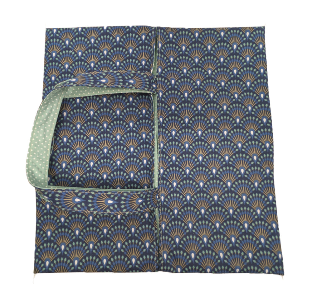 Sac à tarte réversible éventails bleus