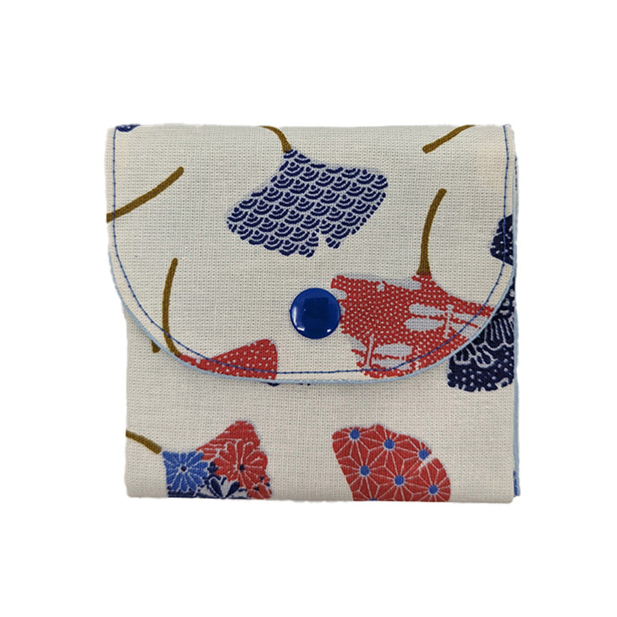 Porte-monnaie origami ginkgo bleu