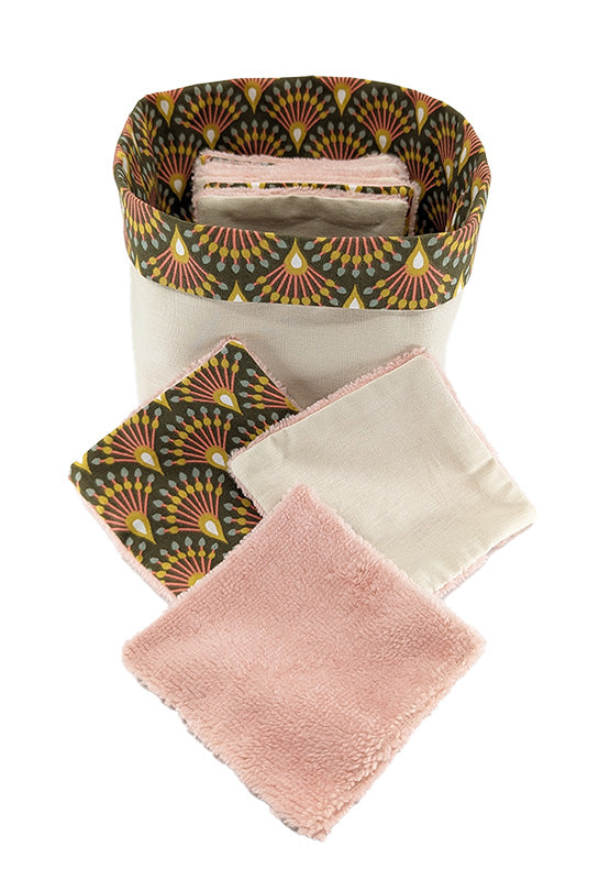 Panier à lingettes "Eventails" beige