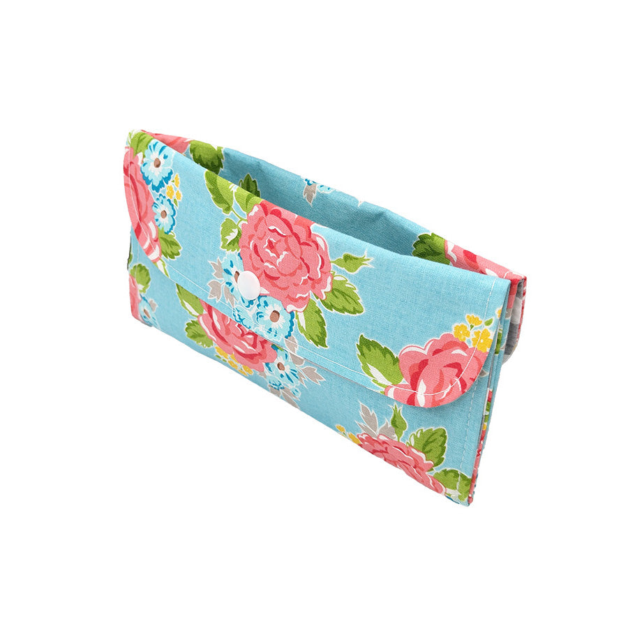 Pochette double bleue à fleurs