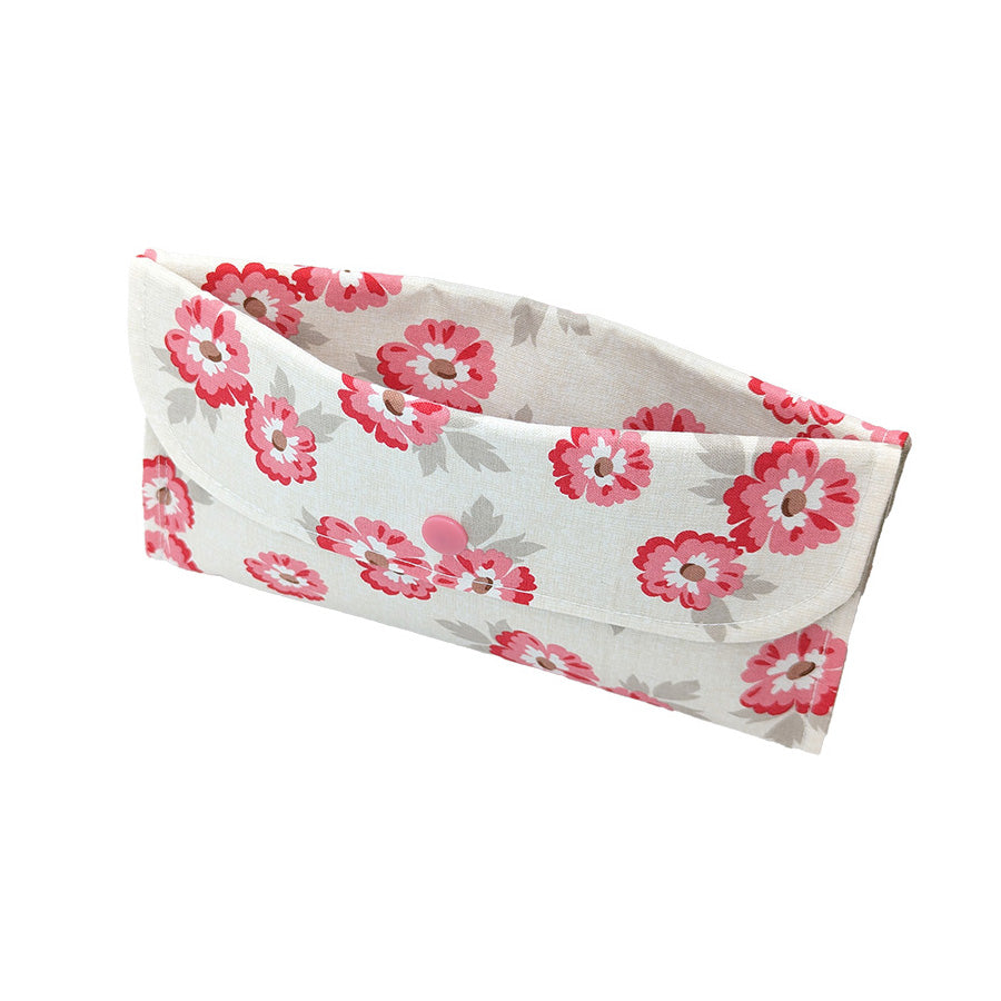 Pochette double fleurs roses