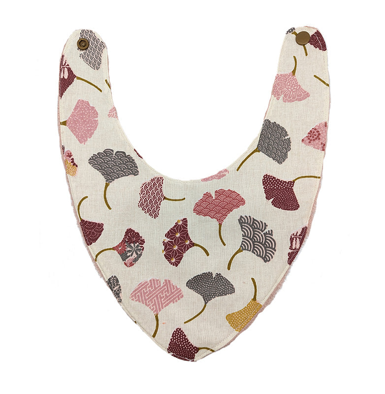 Bavoir bandana Ginkgo rose - 6 à 18 mois