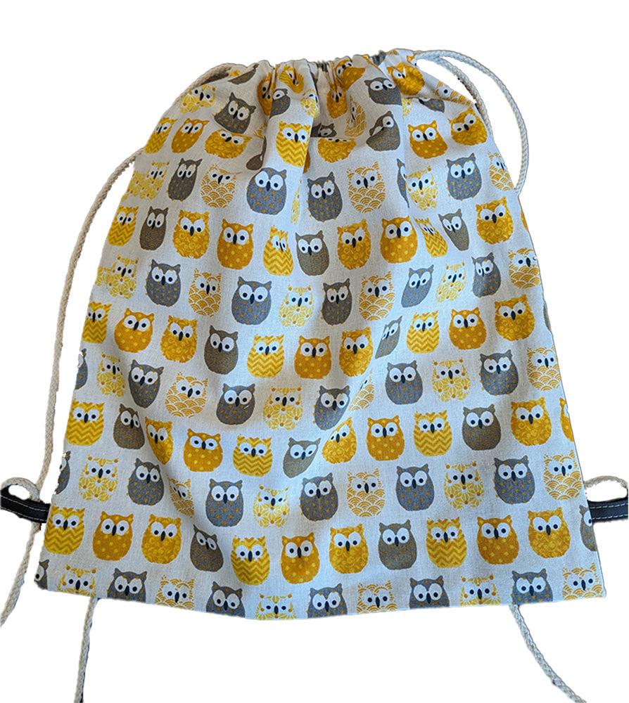 Sac à cordons enfant "Hiboux jaunes"