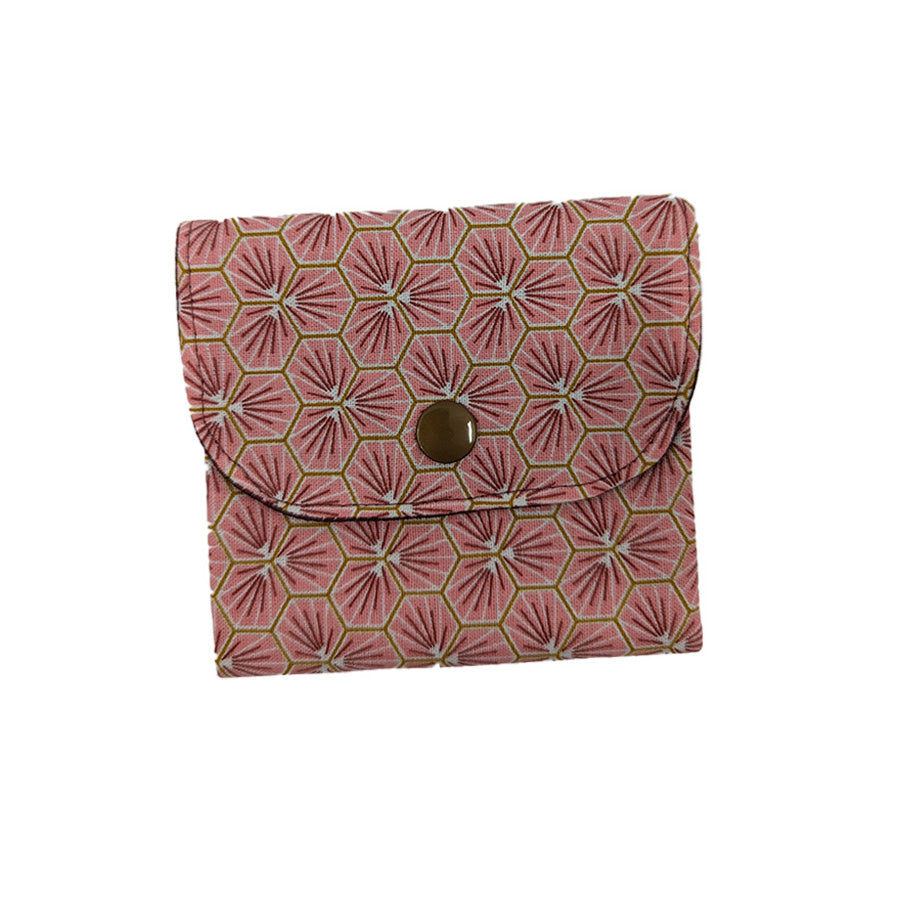 Porte-monnaie "Fleurs japonaises" rose et bordeaux