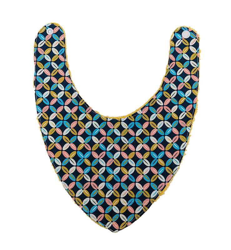 Bavoir bandana bleu et jaune - 6 à 18 mois