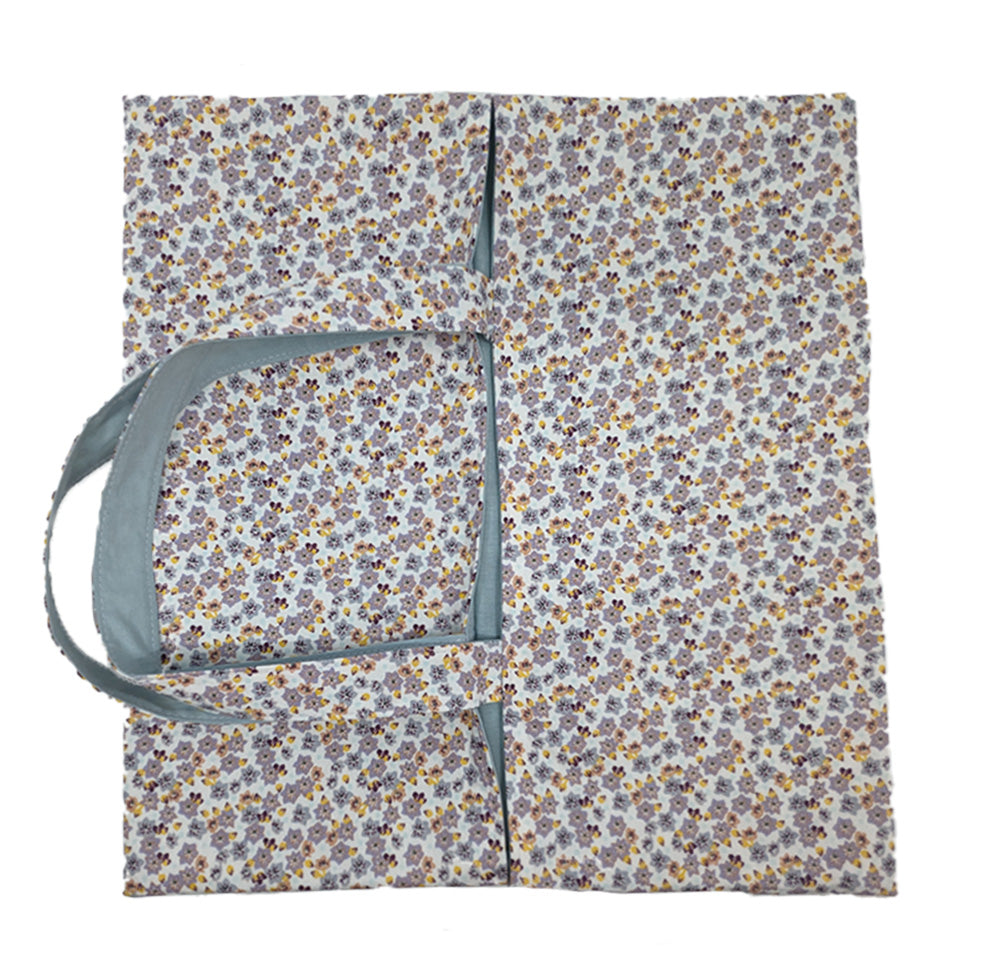 Sac à tarte réversible fleurs bleues