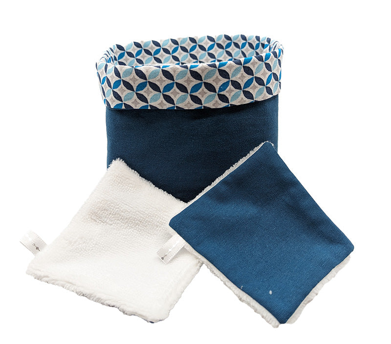 Panier à lingettes "Rosaces" bleu foncé