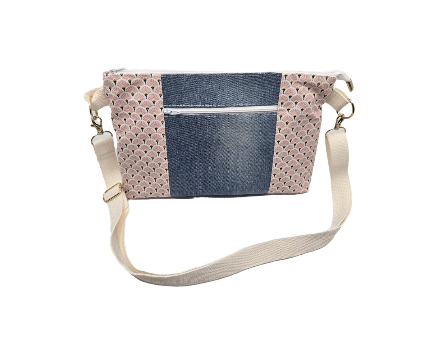Sac à main artisanal jeans et rose