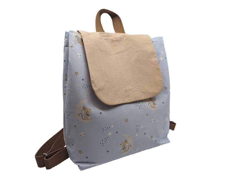 Sac à dos enfant "Petite Souris" beige et chocolat