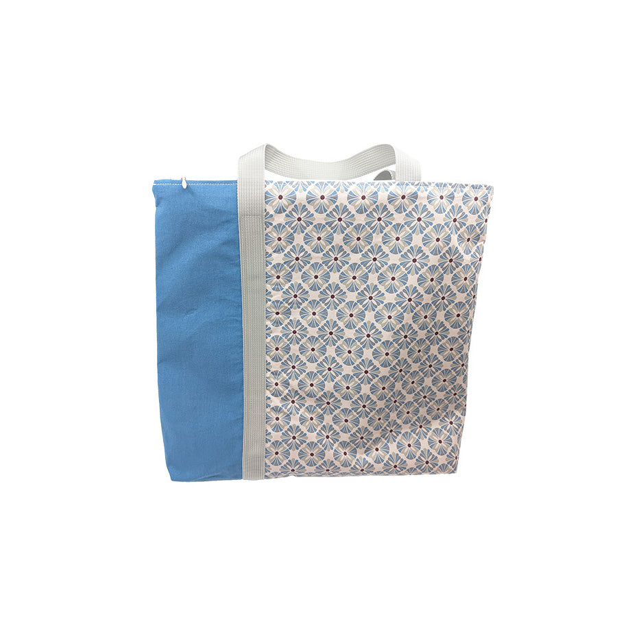 Cabas bicolore zippé bleu clair