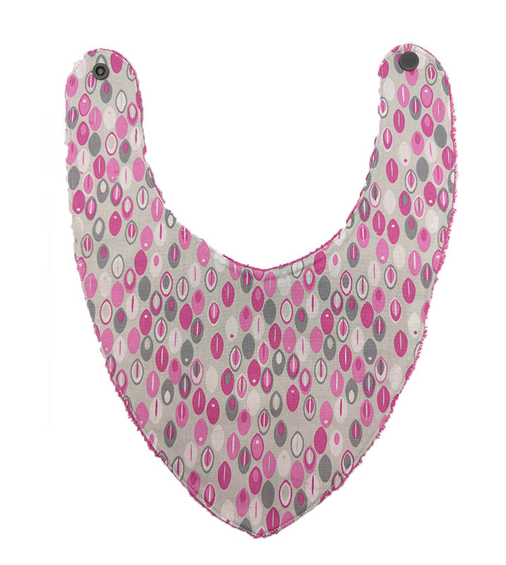 Bavoir bandana rose et gris - 6 à 18 mois