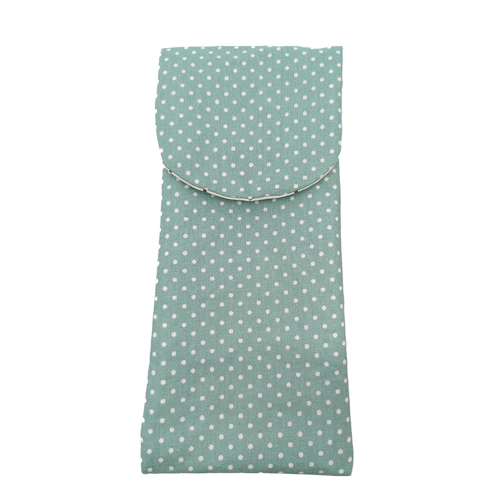 Etui à brosse à dents vert à pois blancs