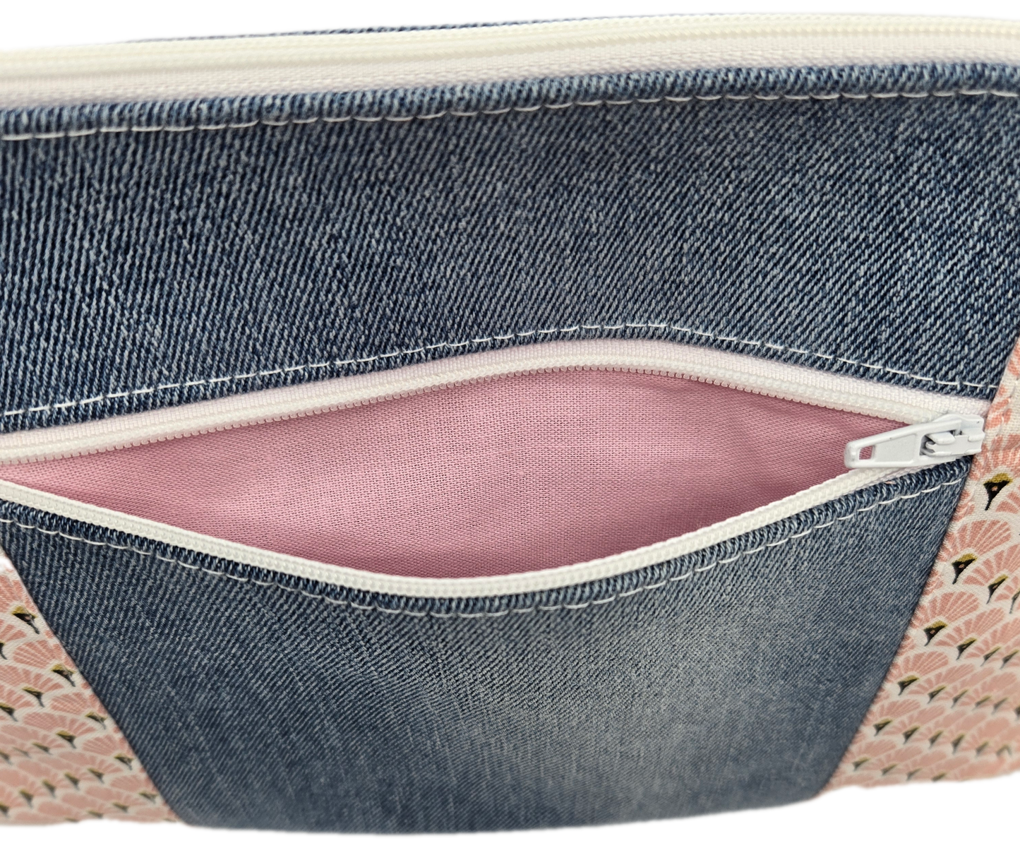 Sac à main artisanal jeans et rose