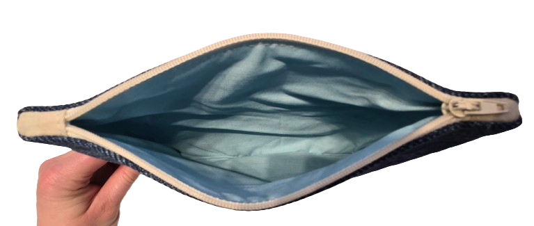 Pochette en jeans avec broderie "Be Happy"