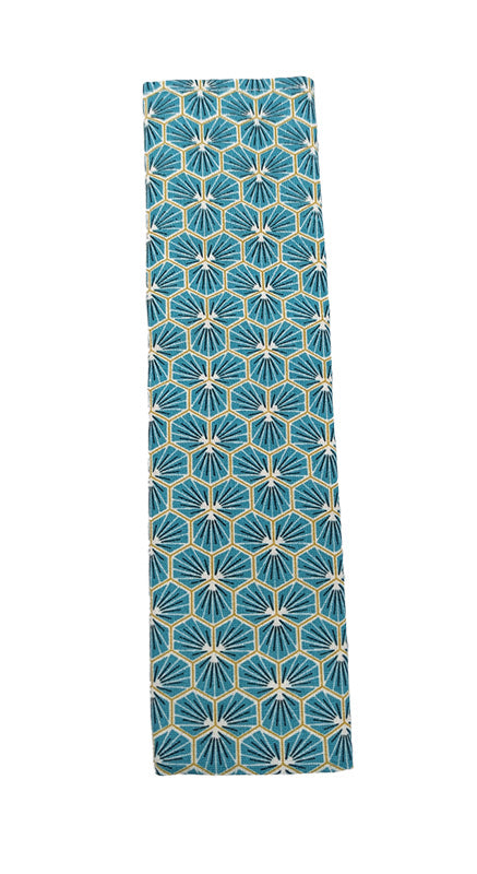 Etui à couverts "Fleurs japonaises" turquoise