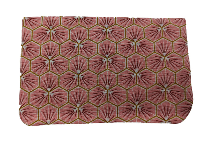 Porte-monnaie double à pressions "Fleurs japonaises" rose pâle
