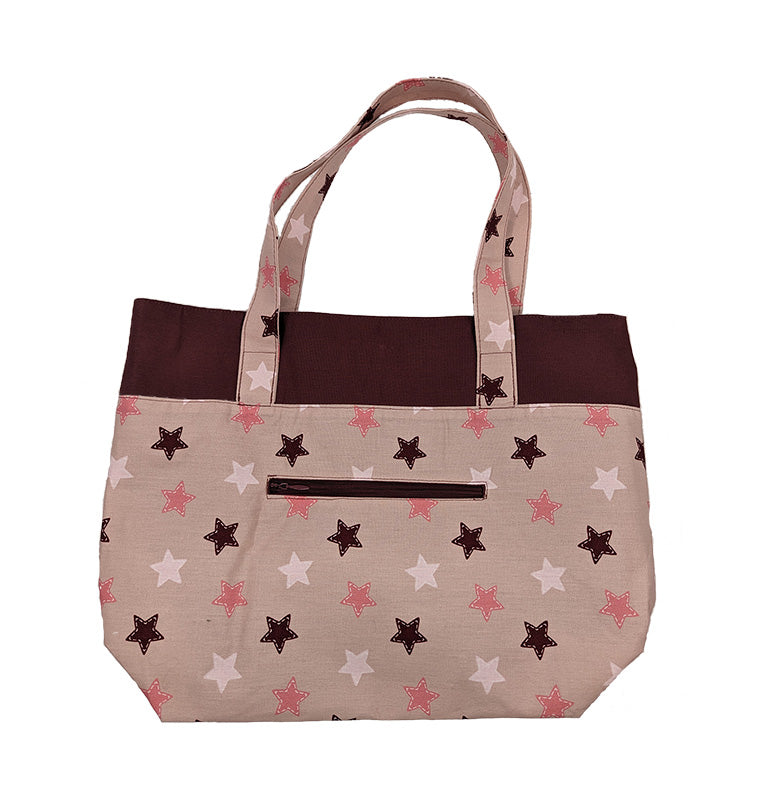 Sac bicolore pression aimantée "Pink Stars"
