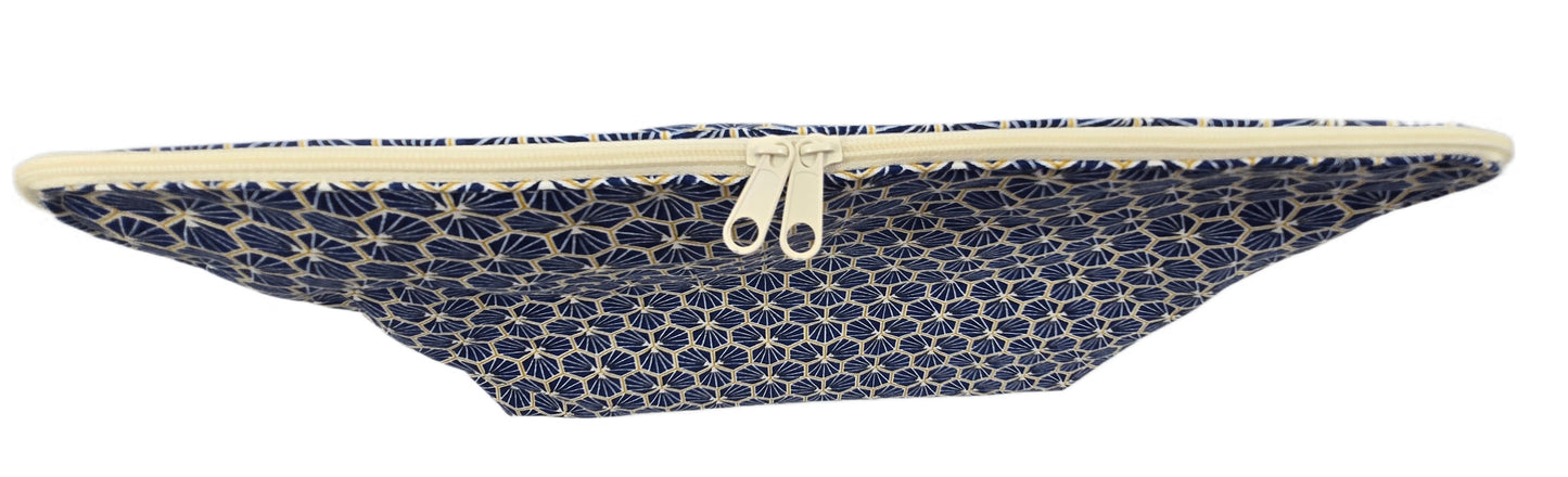 Maxi-trousse "Fleurs japonaises" bleue marine