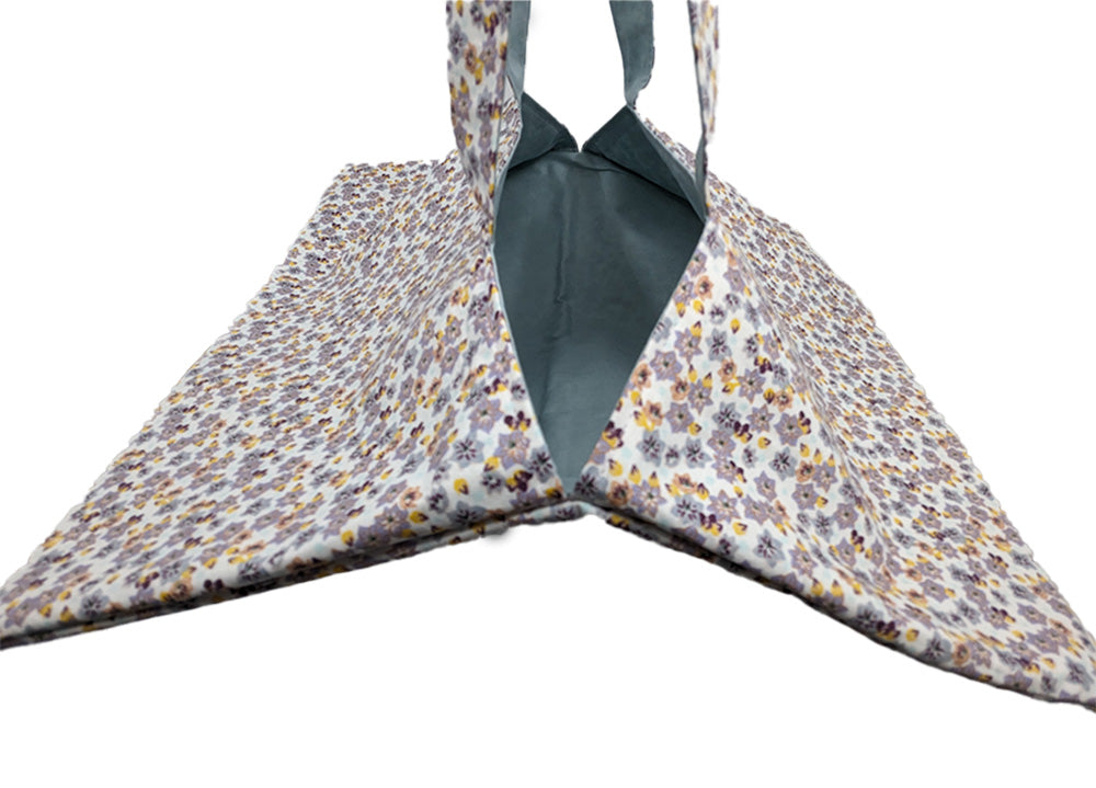 Sac à tarte réversible fleurs bleues