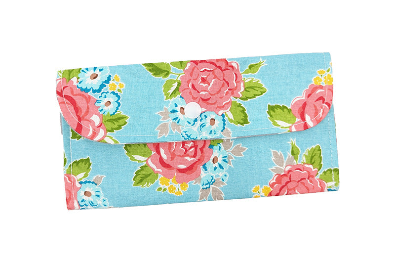 Pochette double bleue à fleurs
