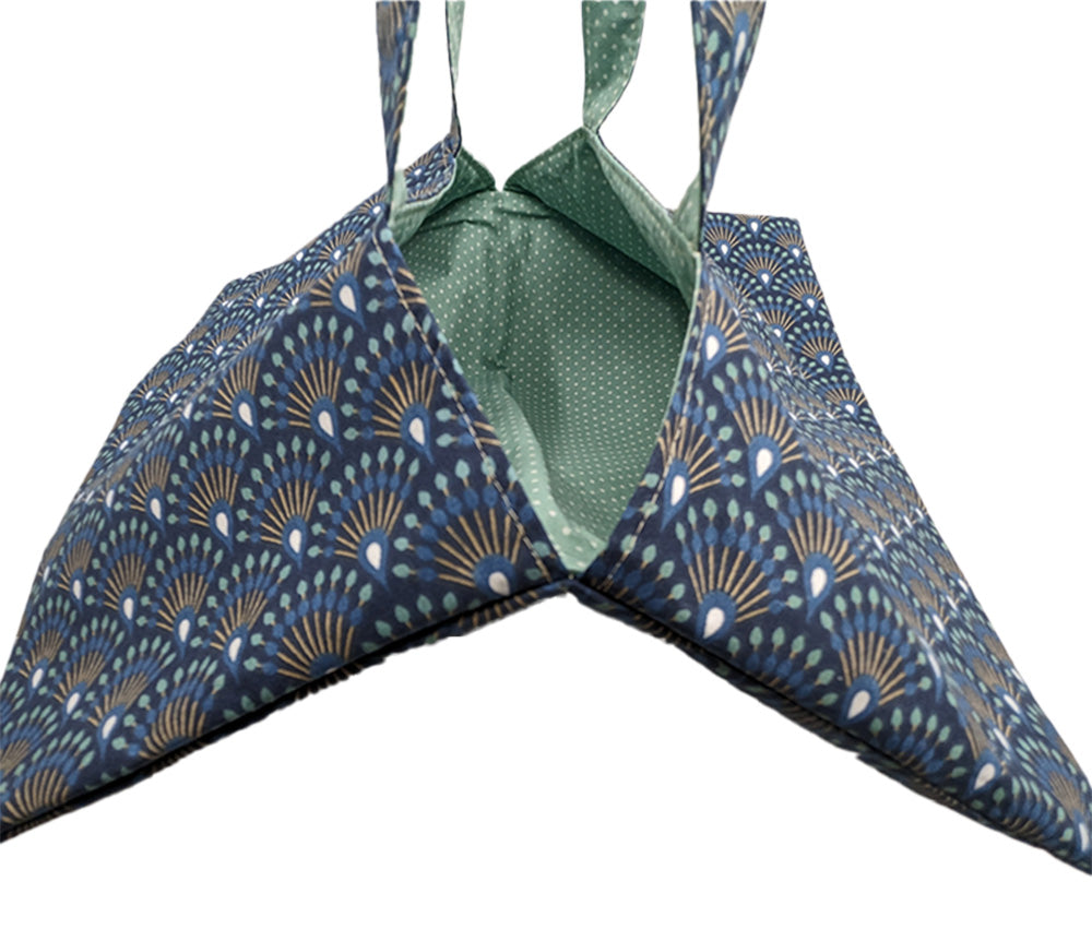 Sac à tarte réversible éventails bleus