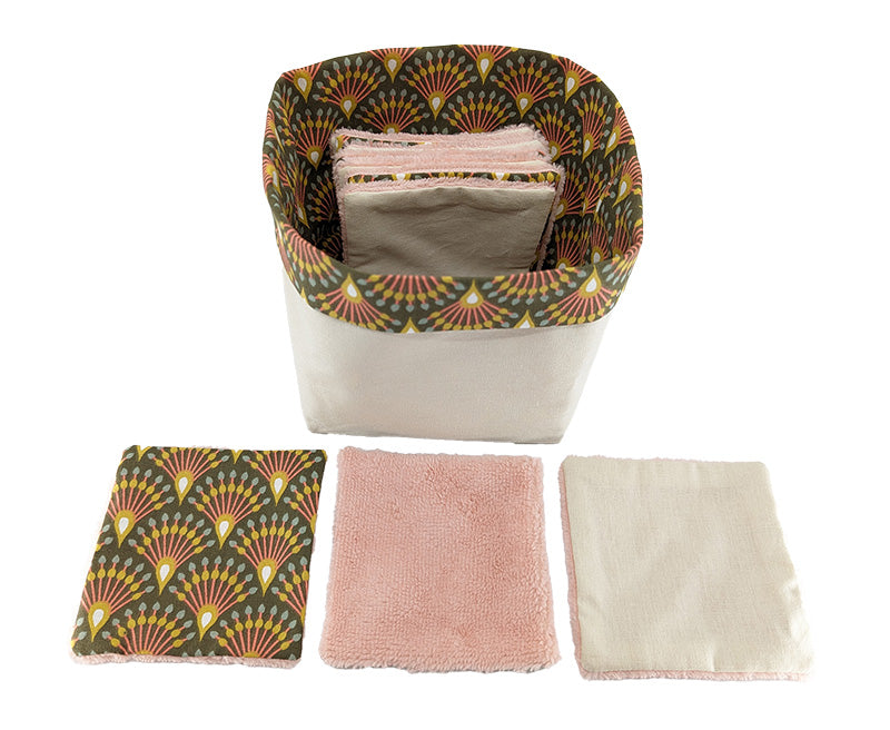 Panier à lingettes "Eventails" beige