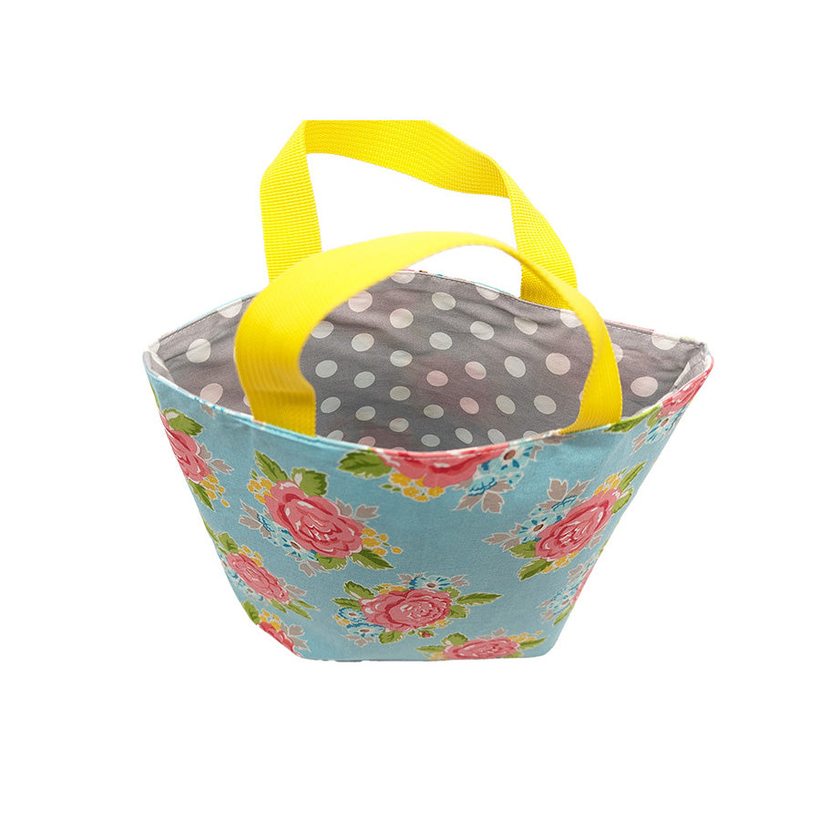 Mini tote bag bleu à fleurs