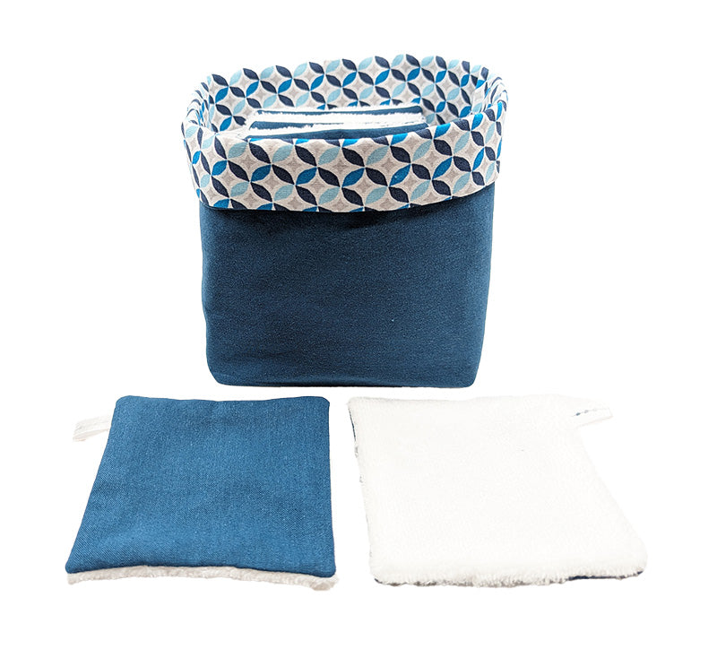 Panier à lingettes "Rosaces" bleu foncé