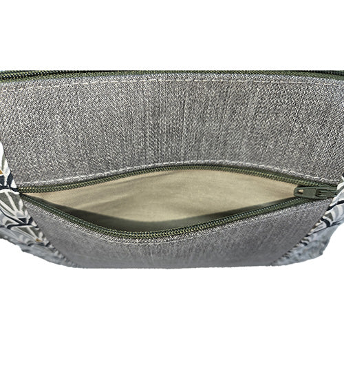 Sac à main artisanal jeans gris et kaki