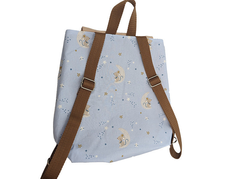 Sac à dos enfant "Petite Souris" beige et chocolat
