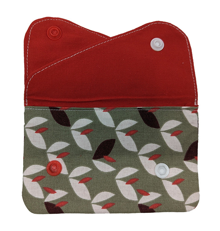 Porte-monnaie double à pressions rouge et beige