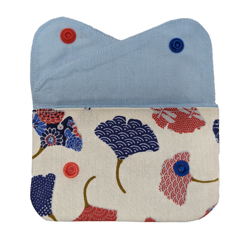 Porte-monnaie double à pressions Ginkgo bleu