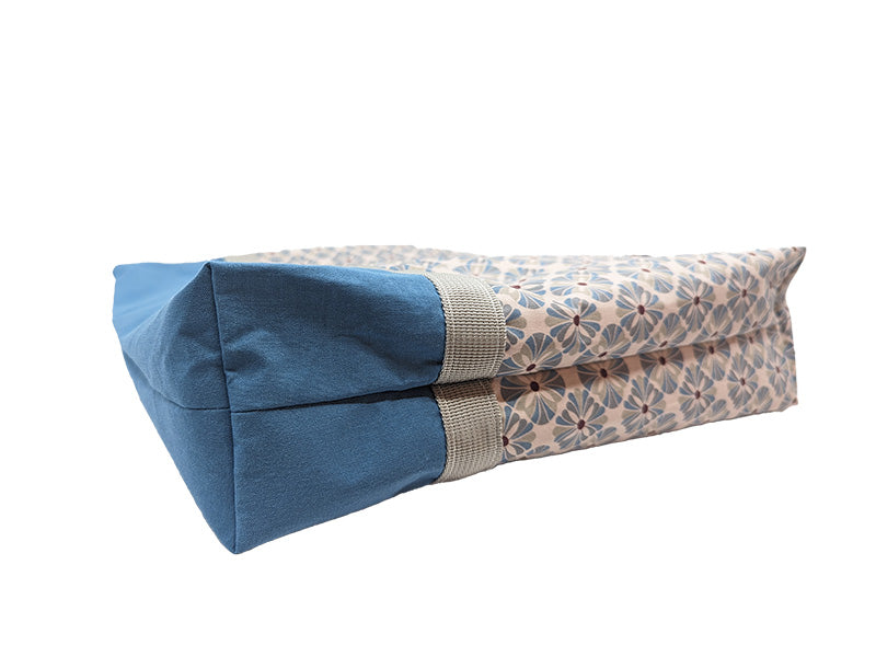 Cabas bicolore zippé bleu clair
