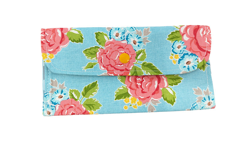 Pochette double bleue à fleurs
