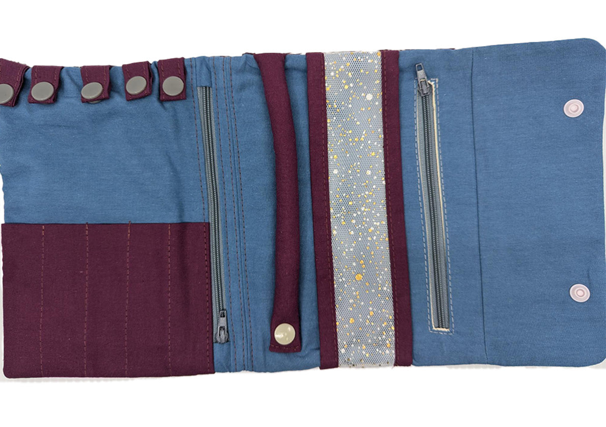 Pochette à bijoux de voyage fleurs prunes