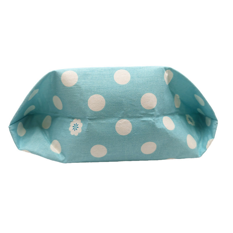 Mini tote bag bleu à pois blancs