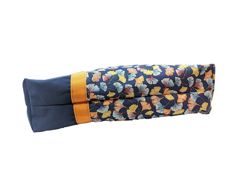 Cabas bicolore zippé "Ginkgo bleues"