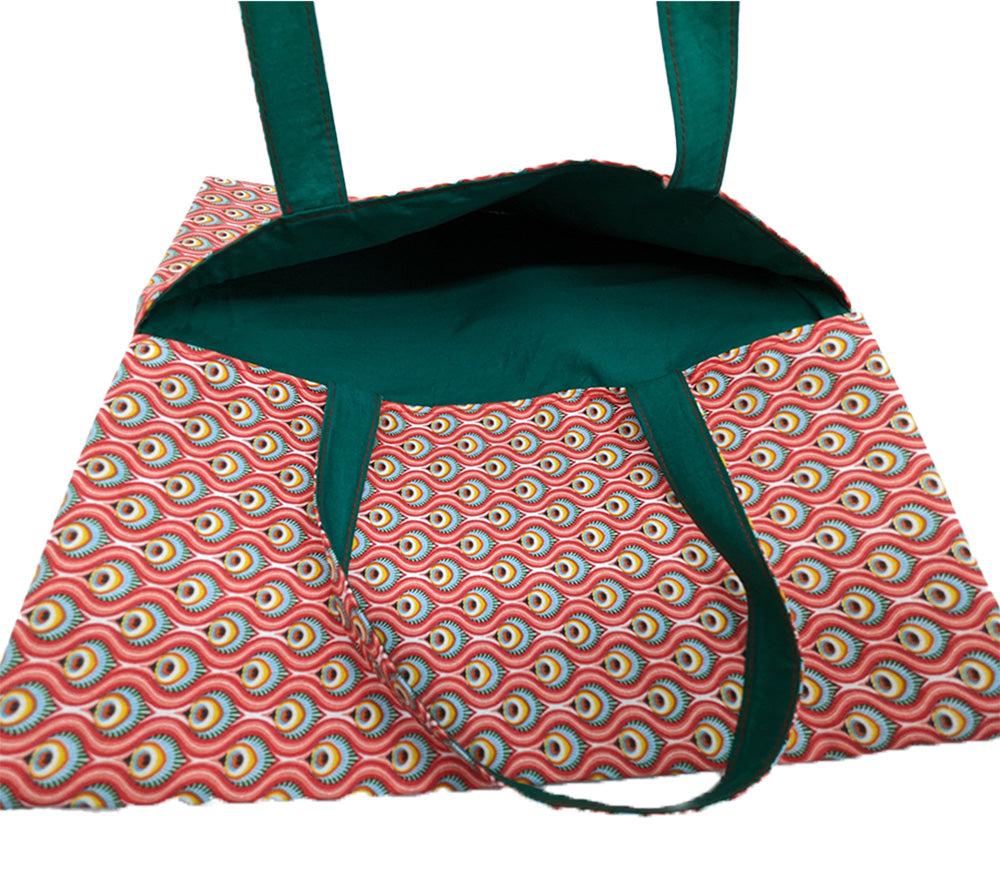 Sac à tarte réversible Paon rouge et vert