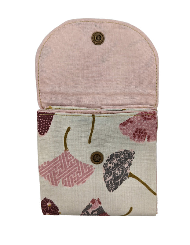 Porte-monnaie origami ginkgo rose
