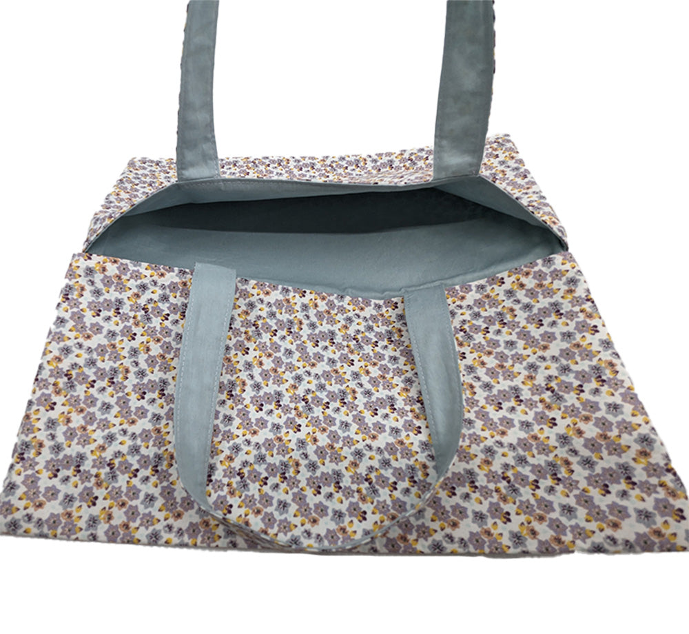 Sac à tarte réversible fleurs bleues