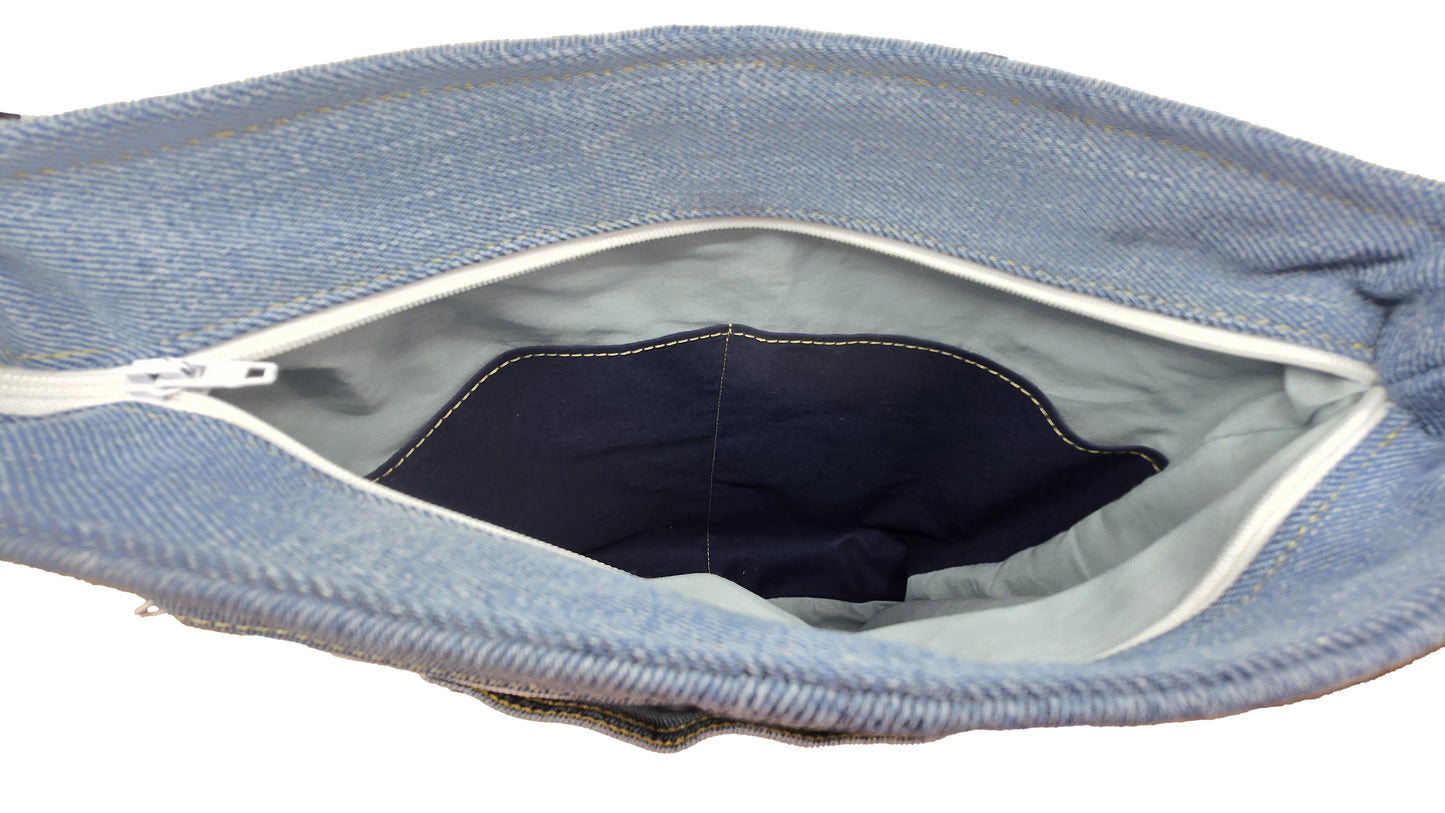 Sac à bandoulière artisanal jeans "Bulles"