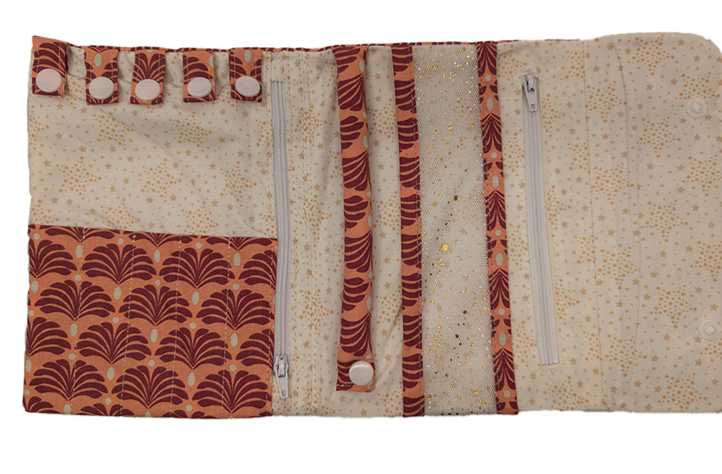 Pochette à bijoux de voyage "Eventails Corails"
