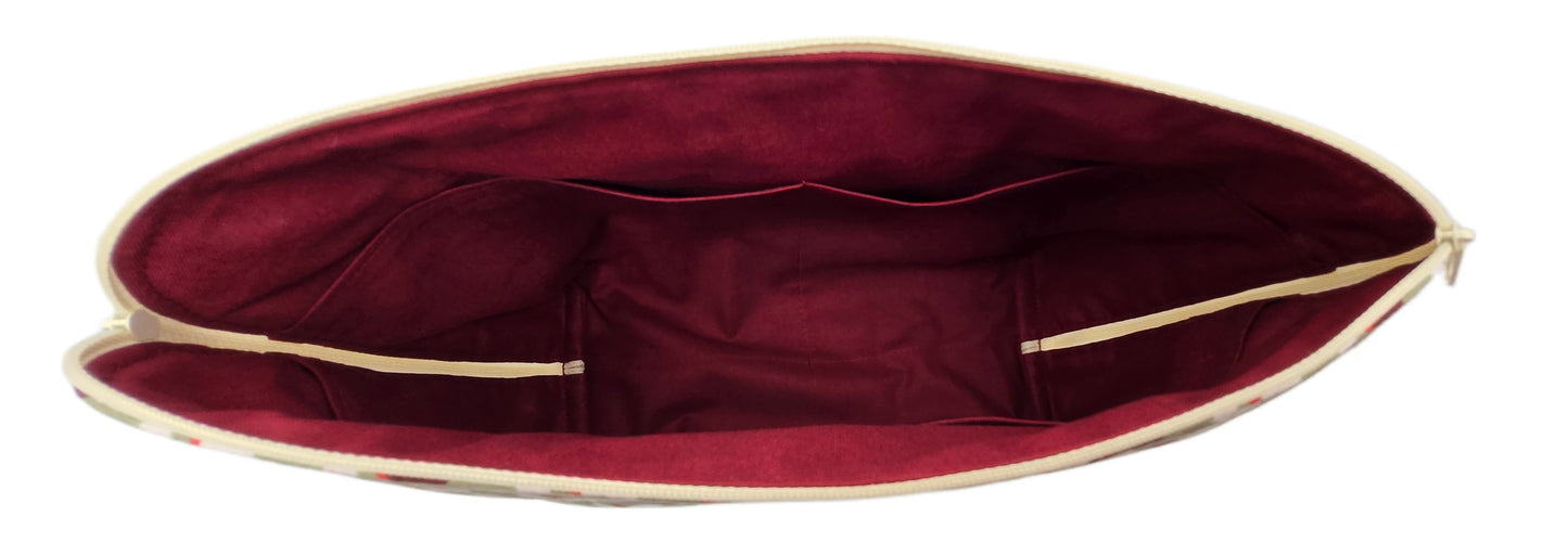 Maxi-trousse "Fleurs blanches et bordeaux"