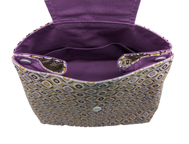 Trousse à grande ouverture "Losanges violets"
