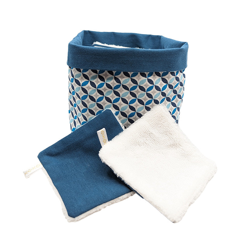 Panier à lingettes "Rosaces" bleu foncé
