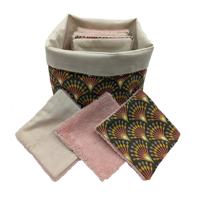Panier à lingettes "Eventails" beige