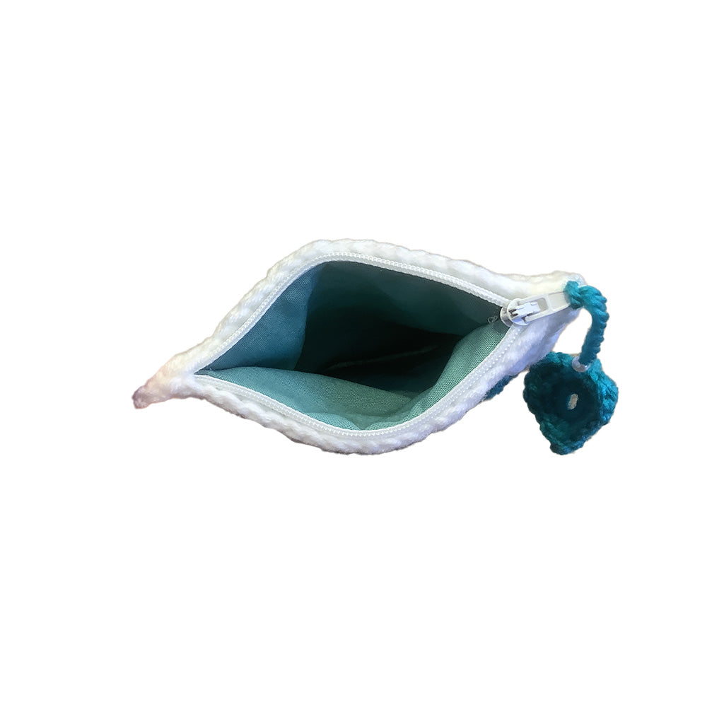 Trousse au crochet verte petit format