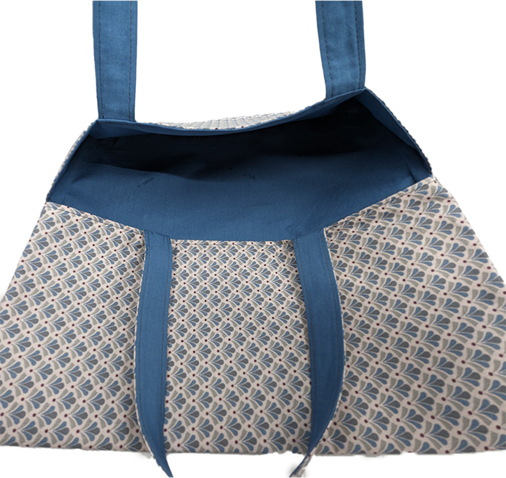 Sac à tarte réversible éventails gris-bleus