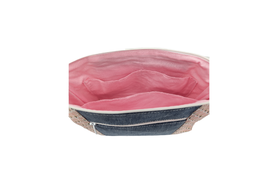 Sac à main artisanal jeans et rose