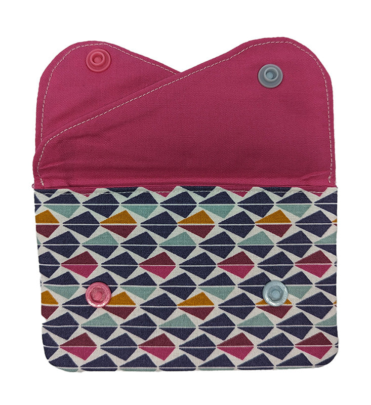Porte-monnaie double à pressions "Triangles" rose